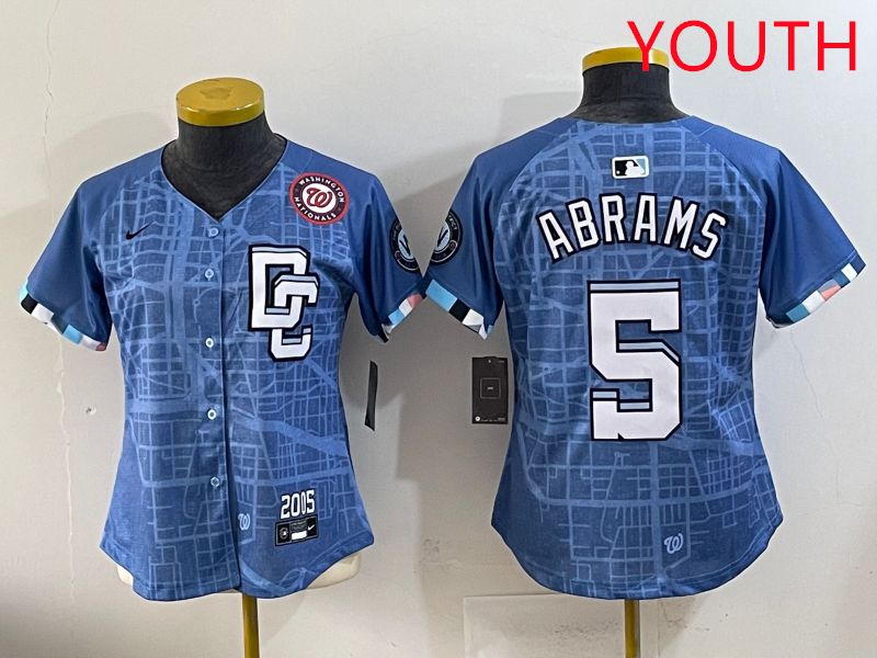 Youth Washington Nationals #5 Abrams Joint Name 2025 Nike MLB Jersey style 4->youth mlb jersey->Youth Jersey